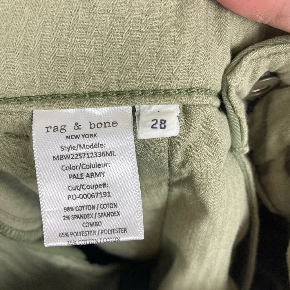 Rag & Bone New York Pale Army Fit 2 Stretch Twill Chino Mens Pants 28 Slim NEW